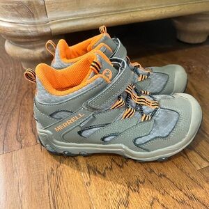 Merrell Kids' Waterproof Gray & Orange Hiking Shoes 12.5